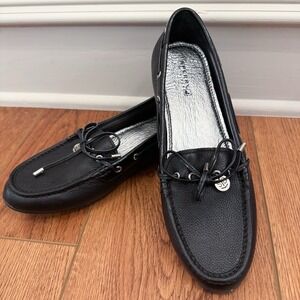 Sperry Top-Sider Laura Driver Loafer‎ Moccasin Black Leather Shoes Women 7.5 M